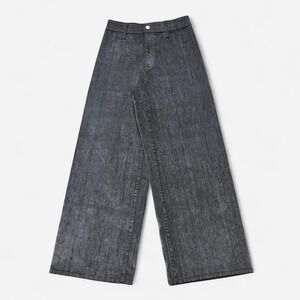 Universal Thread Sailor Wide Leg Jeans Womens 6R Gray Black Acid Wash High Rise